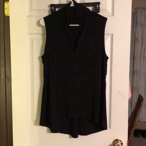 V Neck sleeveless blouse semi cow collar
